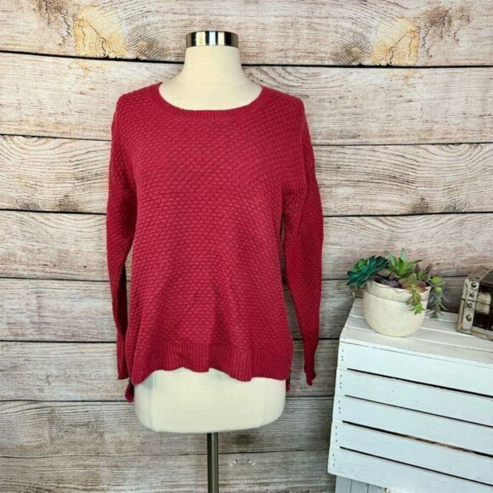 Madewell Women's Pullover Sweater‎ S Pink Textured Knit Side Zipper